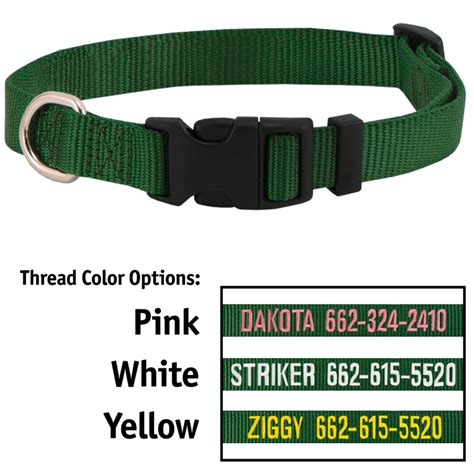 Green 34 In Custom Embroidered Kwik Klip Nylon Dog Collar Gun Dog