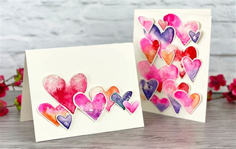 Watercolor Hearts Card