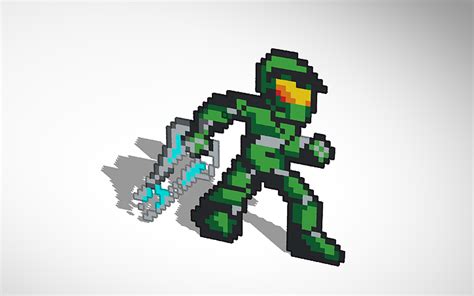 3D design Master Chief Pixel Art | Tinkercad