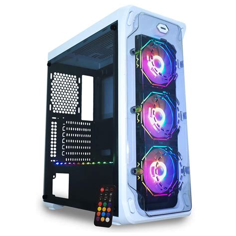 Gabinete Gamer K Mex White Trooper Polygon RGB ATX 3 FANs Branco