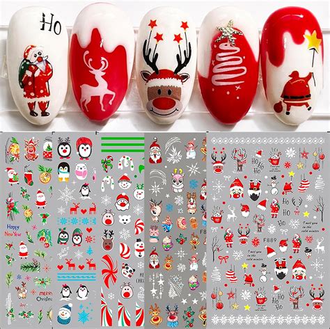 Blatt Nagelsticker Weihnachten Nagelaufkleber Selbstklebend Roter