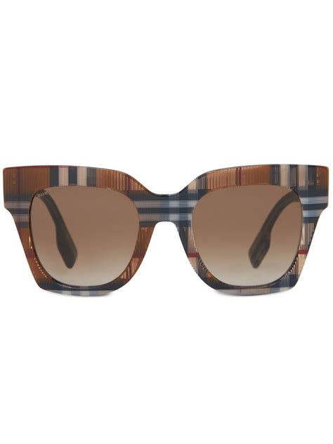 Burberry Check Square Frame Sunglasses Farfetch