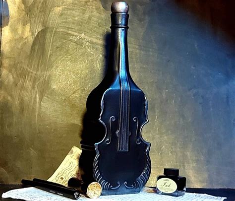 Violin Goth Bottle, Gothic Black Bottle, Gothic Wedding Decor, Alchemy ...