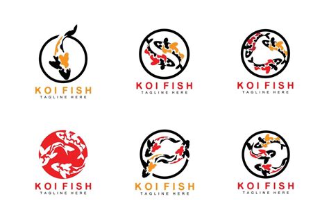 Koi Fish Logo Design, Chinese Lucky And Triumph Ornamental Fish Vector, Company Brand Gold Fish ...