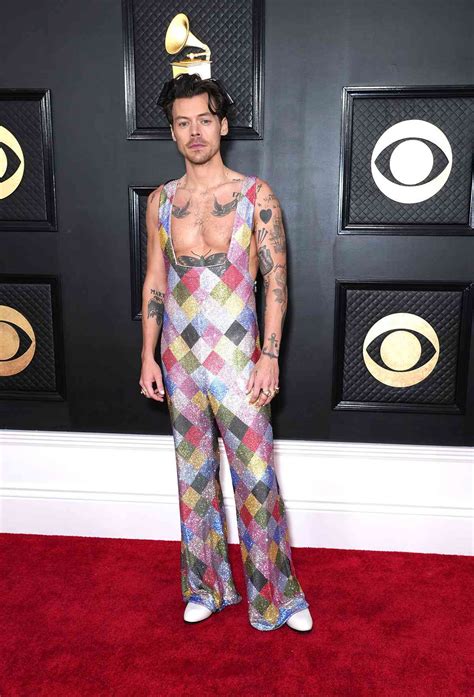 Harry Styles Wore Swarovski Overalls And No Shirt To The 2023 Grammys