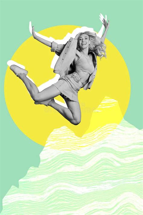 Vertical Creative Photo Collage Illustration Of Positive Gorgeous