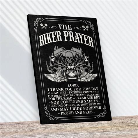 Biker Prayer Canvas Art For Motorcycle Rider Motorcycle Etsy