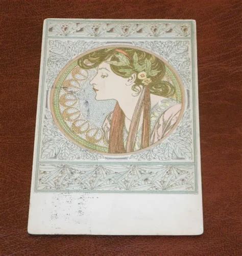 ORIGINAL ALPHONSE MUCHA Signed Art Nouveau Glamour Postcard Design For