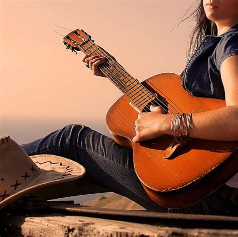 Cowboy Guitar Music Western Hat Country Musician Guitarist