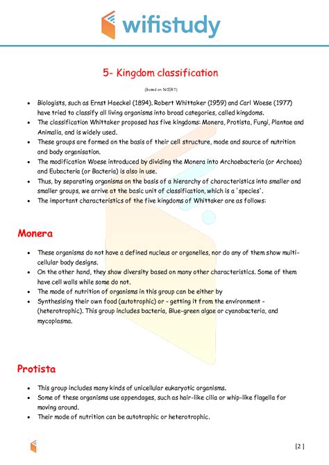 SOLUTION: Five kingdom classification notes - Studypool