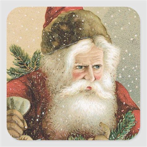 Vintage Christmas Victorian Santa Claus With Pine Classic Round