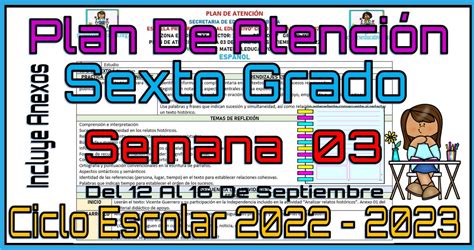 Plan De Atención Del Sexto Grado De Primaria De La Semana 03 Del 12 Al