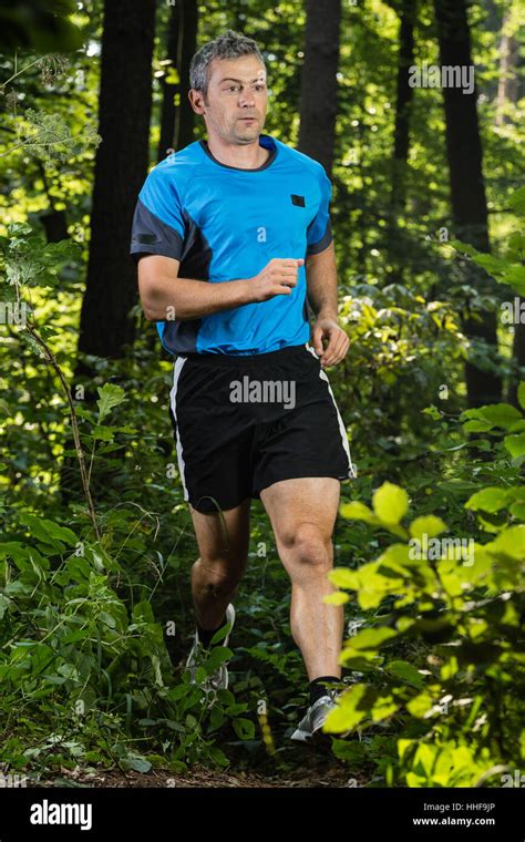 trail running   forest stock photo alamy