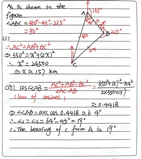 Solved 12 An Aircraft Flies From A Point A To A Point B X Km Away On