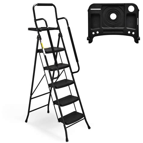 Soctone Step Ladder With Handrails Folding Step Stool With Tool