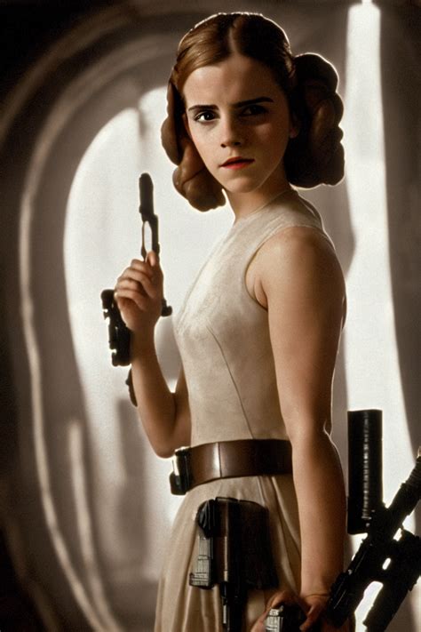 KREA Emma Watson As Princess Leia Posing For A Portrait Still From