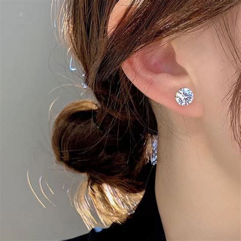 Magnetic Earrings For Women Six Claw Zircon Magnet Design Fake Ear Stud