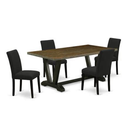 East West Furniture Quincy 9 Piece Wood Dining Table And Chair Set In