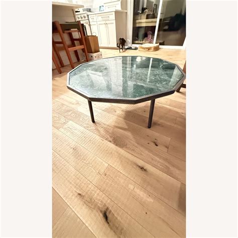 Crate & Barrel Light Brown Marble Coffee Table - AptDeco