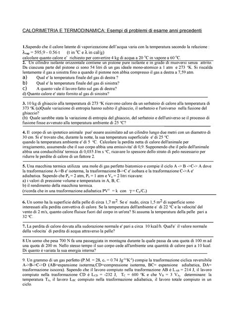 Esercizi Di Esame Termodinamica Calorimetria Calorimetria E