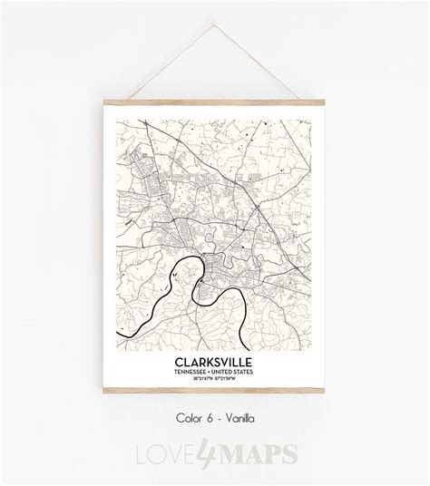 Clarksville TN City Map Poster Print Wall Art Decor | Etsy