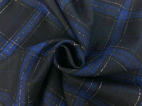 Italian Wool Blend Novelty Plaid Suiting In Blue Navy Bandj Fabrics