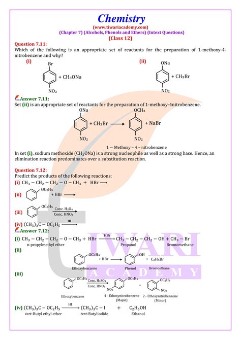 Ncert Solutions For Class Chemistry Chapter Alcohol Phenol Ether