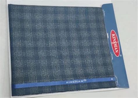 Kinsman Greyish Blue Check Woolen Suiting Fabric At Rs Meter