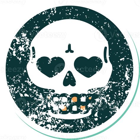 Distressed Sticker Tattoo Style Icon Of A Skull 39921145 Png