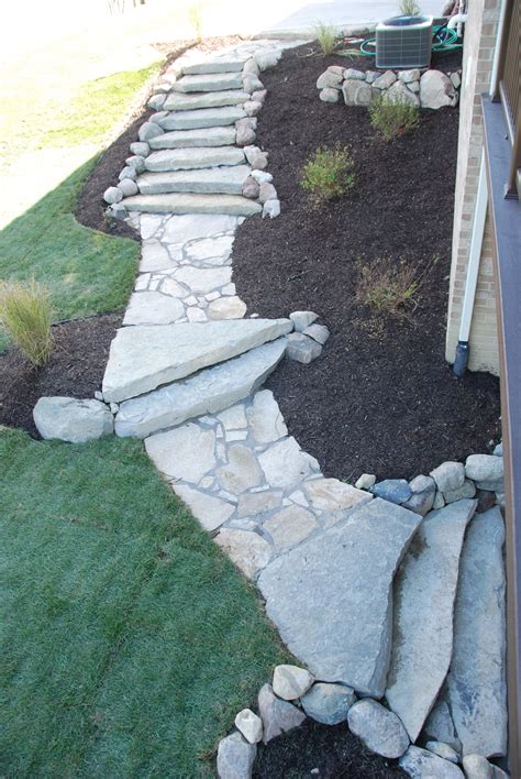 Canadian Flagstone Walkway And Limestone Steps Design And Creation By