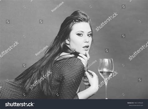 Attractive Sexy Brunette Girl Posing Studio Stock Photo 1961378329
