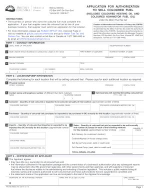 Fillable Online Sbr Gov Bc FIN 461 Application For Authorization To