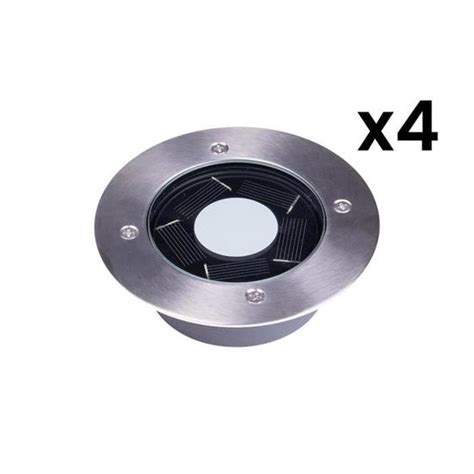 Lot de 4 spots solaires encastrables à Leds COMBA D 12cm Acier