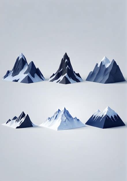 Premium Photo Set Of Mountains Isolated On A White Background