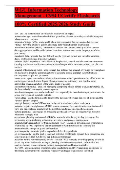 WGU C954, IT Management flashcards, UCertify WGU, 2025 study guide