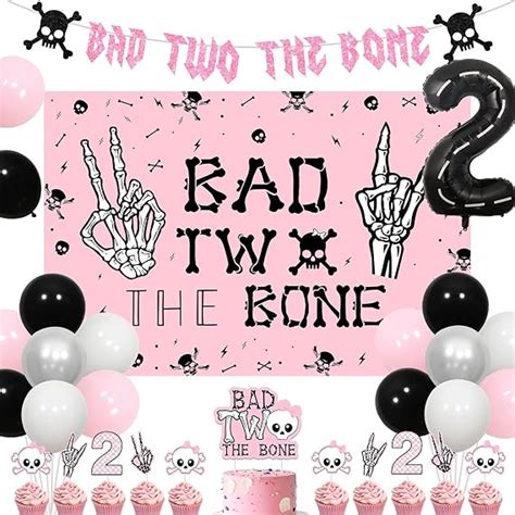 Amazon Jollyboom Bad Two The Bone Birthday Decoration Girl Rock