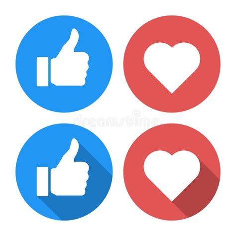 Thumb Up Heart Like Isolated Icons Vector Stock Illustration