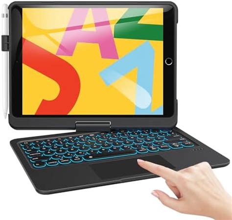 TECURS Funda de teclado para iPad 9ª generación 2021 giratoria de