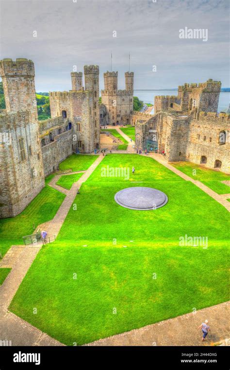 Inside Caernarfon Castle walls North Wales UK in summer Stock Photo - Alamy