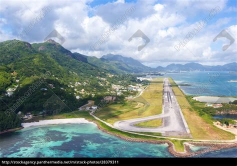 Mahe Seychelles Airport Runway Sez Aerial View Stock Photo