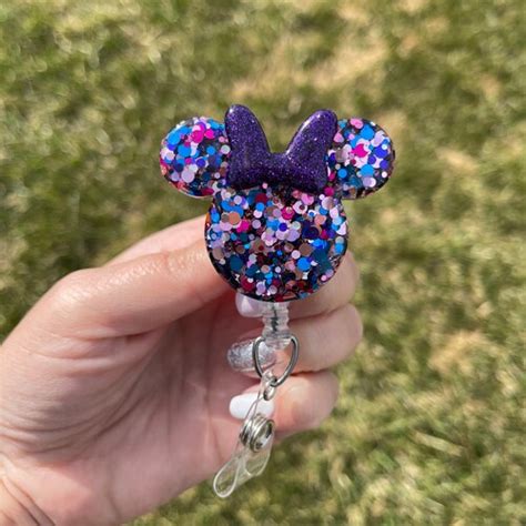 Confetti Minnie Inspired Badge Reel Mickey Inspired Badge Etsy