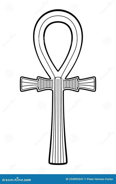 Ankh Sign Cross With Handle And Ancient Egyptian Hieroglyphic Symbol