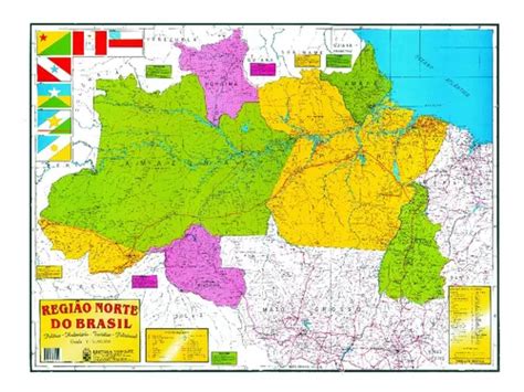 Mapa Geográfico Político Escolar Planisférico Da Região Norte Do Brasil