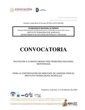 Completable En línea CONVOCATORIA Instituto Tecnolgico de Acapulco