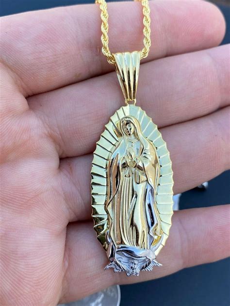 Men S Virgin Mary Pendant K Gold Plated Solid Sterling Silver