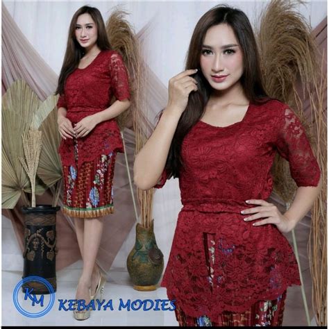 Jual Setelan Kebaya Btp Brokat Setelan Kebaya Brokat Lengan Pendek Dan