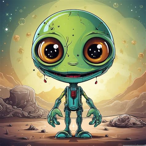 Premium AI Image | Cartoon alien from outer space white background