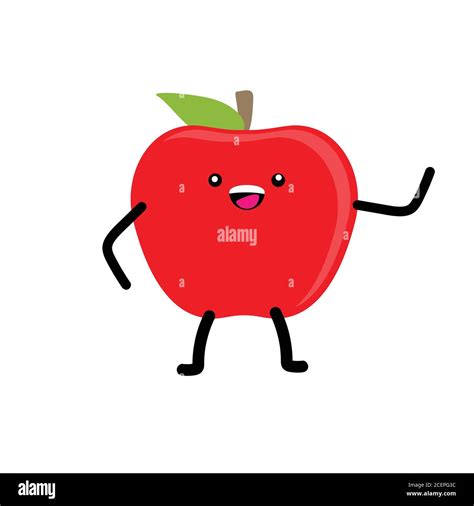 Fruits for kids. Cute apple fruit character vector illustration ...