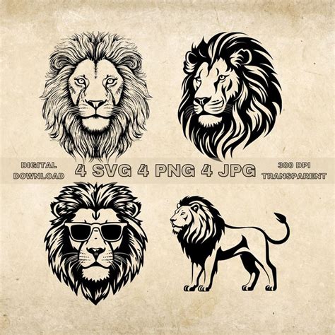 Four Lion Heads With Sunglasses And The Words Svg Png Dxf