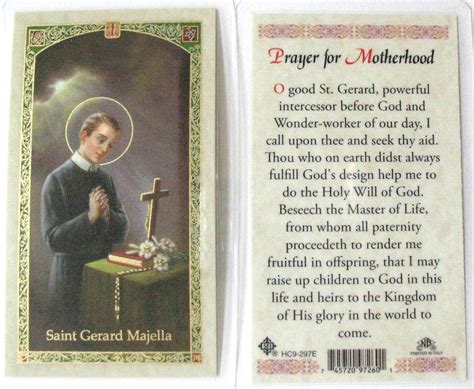 Laminated - St. Gerard Majella - Prayer for Motherhood – Lumen Christi ...